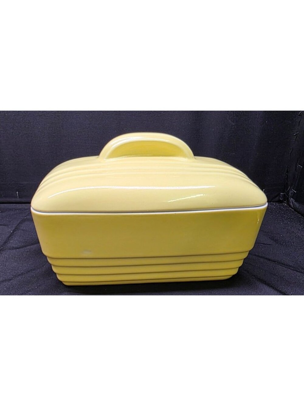 Vintage Hall China Co. Westinghouse Yellow Covered Refrigerator Dish Art Deco